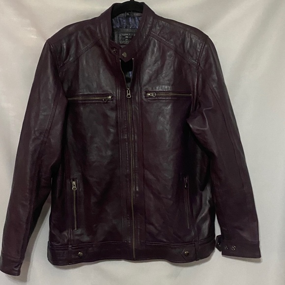 EAST INDIA LEATHER CO WO SIZE XL Purple Leather Jacket with Zipper Details EUC - Picture 5 of 11